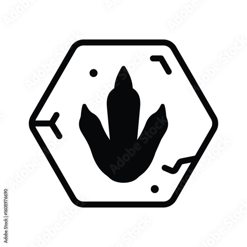 Sleek glyph style icon of dinosaur footprint trail