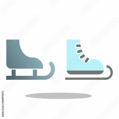Blue and grey ice skates with blades winter sports recreation