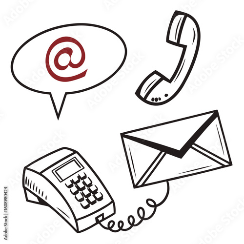 Communication icons telephone message email handset vector