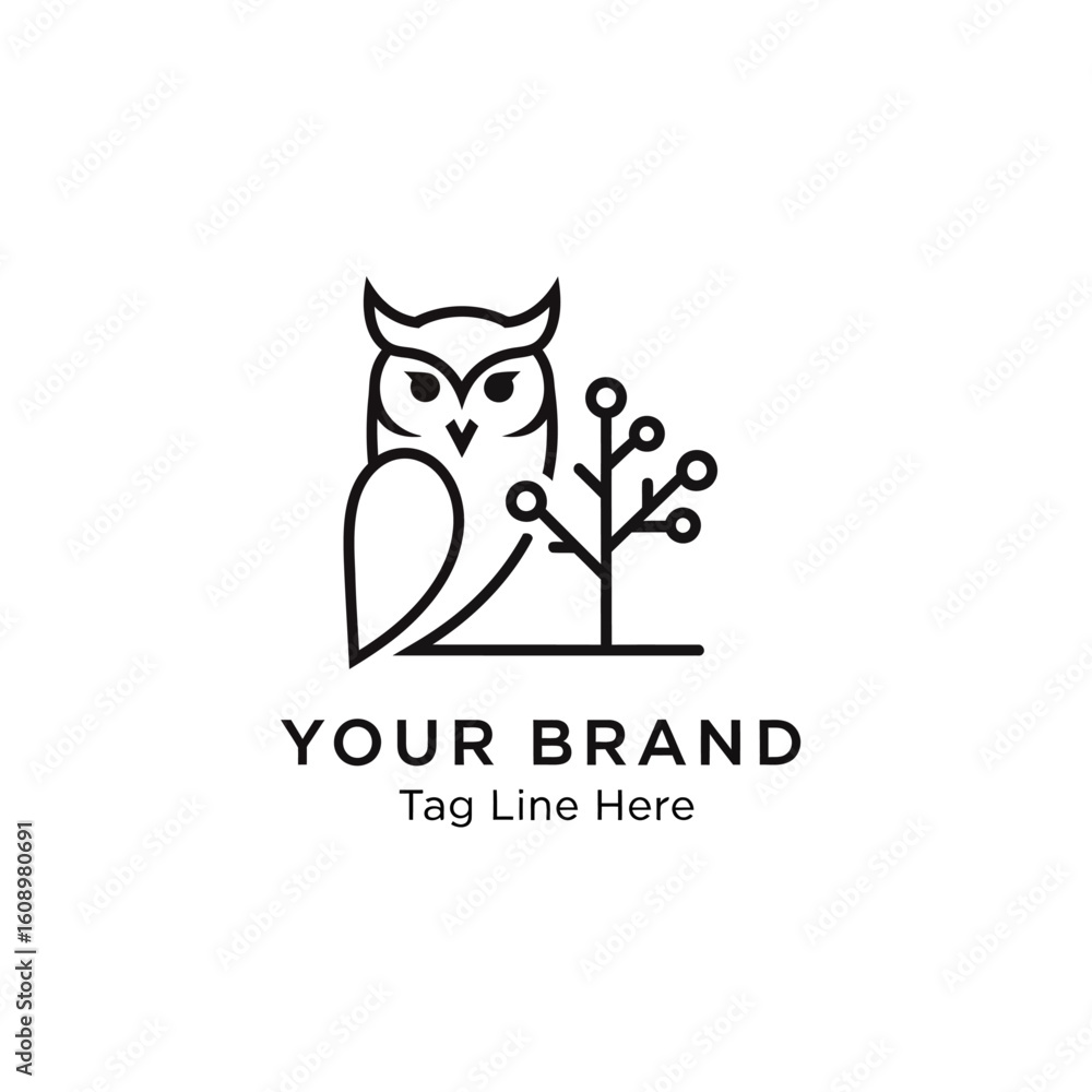 Obraz premium Owl logo vektor