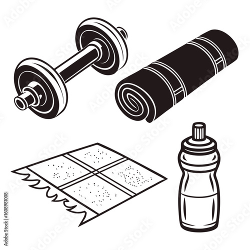 Dumbbell yoga mat water bottle fitness equipment exercise