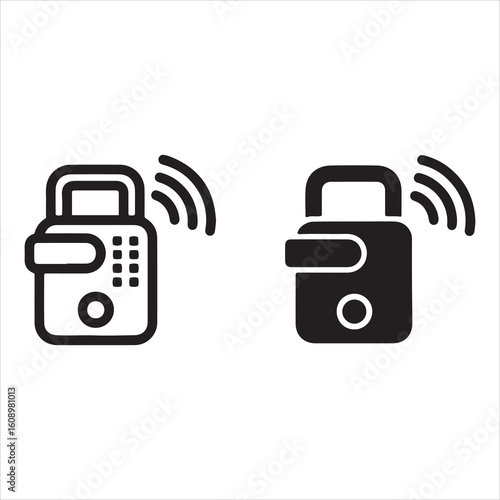 Two styles of smart lock symbols with wireless signals