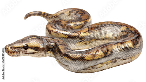 Coiled snake illustration with neutral tones

