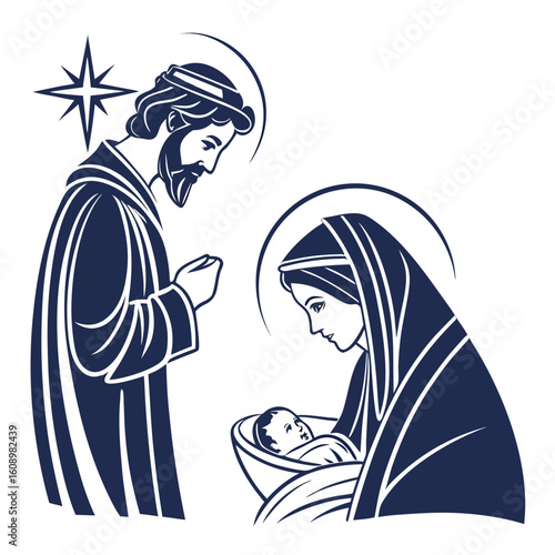 Holy family adoration star guiding nativity baby jesus