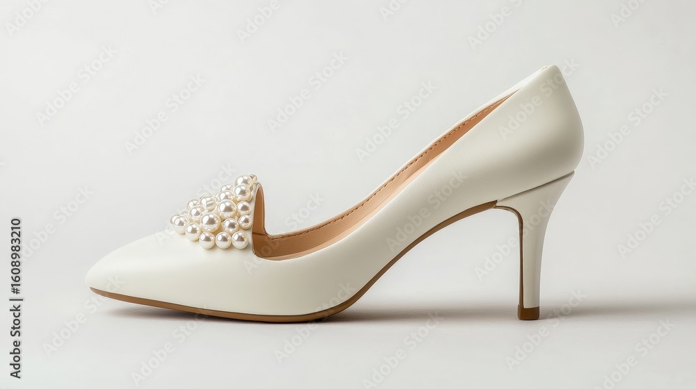 Obraz premium elegant white pearl high heels