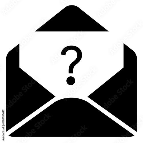 Inbox icon silhouette with question mark – Timely response alert, legal inquiry