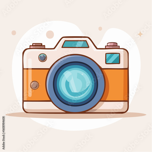 Appareil photo, formes simples, fond clair