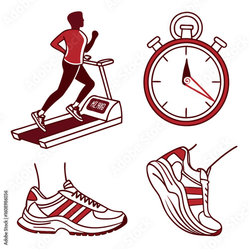 Runner treadmill stopwatch sneakers running cardio