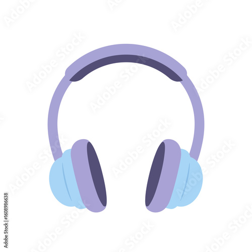Flat color icon isolated on transparent background of purple headphones icon useful for music, audio streaming, or podcast listening