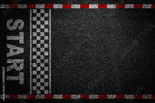 Forward-thinking start-up the business concept for success with start grunge textured on the asphalt road, abstract concept graphic element. Top view