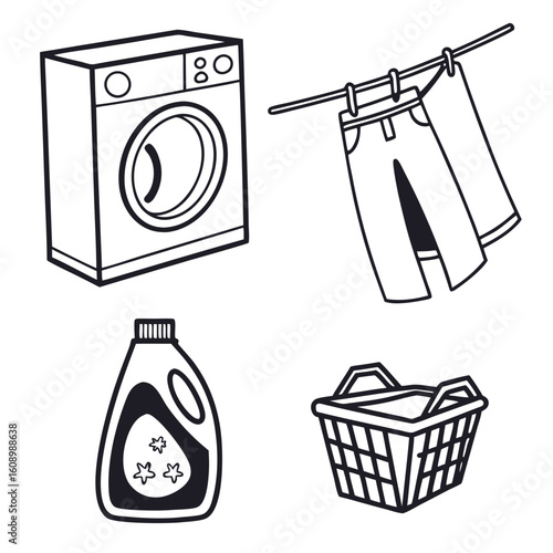 Washing machine clothes detergent basket clothesline jeans
