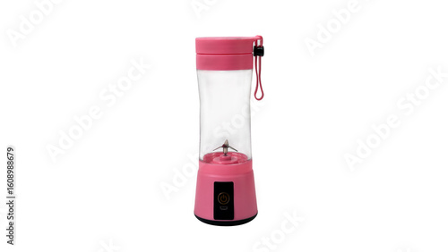 A modern pink portable blender isolated on white background. Compact and stylish design, suitable for smoothies, juices, and fitness lifestyle. Perfect for e-commerce, advertising, promotional materia
