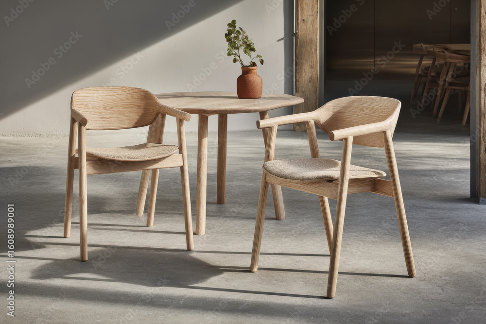 Fototapeta premium capture essence of scandinavian design by highlighting minimalism in interior space featuring wooden elements
