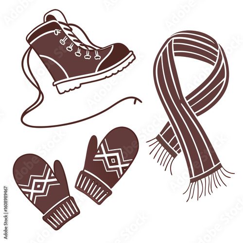 Winter boot scarf and mittens set clothing accessories