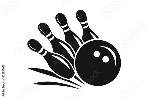 Bowling ball and pins vector illustration on white background