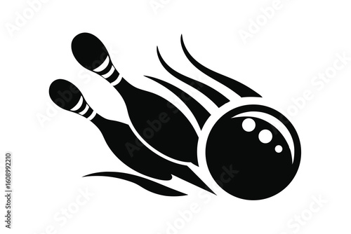 Bowling ball and pins vector illustration on white background