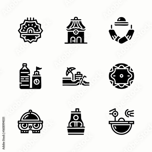 Japanese Culture Food Travel and Tradition Vector Icons Set