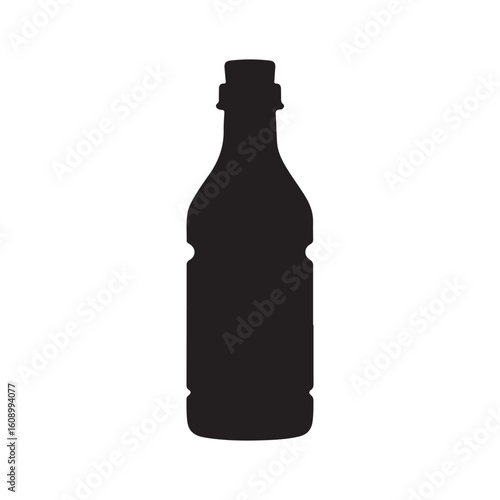 Black cooking oil bottle silhouette on white background. Oil bottle icon sign vector illustration design