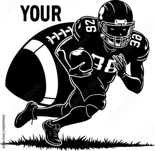 Gridiron Glory: Running Back Silhouette with Football"