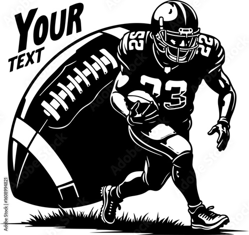 Gridiron Glory: Running Back Silhouette with Football"