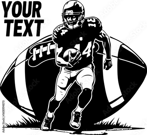 Gridiron Glory: Running Back Silhouette with Football"