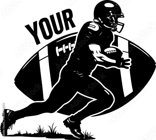 Gridiron Glory: Running Back Silhouette with Football"