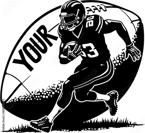 Gridiron Glory: Running Back Silhouette with Football"