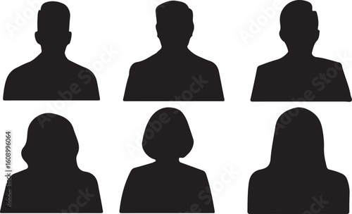 Set of vector avatar profile icon in silhouettes.