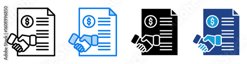 Business Partnership icon set multiple style collection