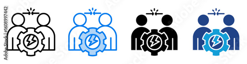 Conflict Resolution icon set multiple style collection