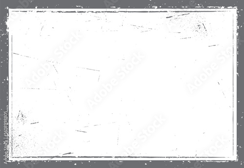 Scratched rectangular texture background. Grunge artistic frame with light marks. Minimal vintage overlay style.