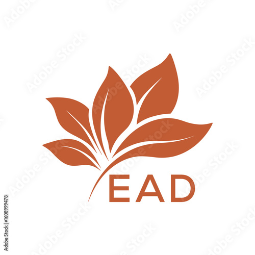 EAD Elegant Minimal Leaf Logo Design, EAD Later Logo, Botanical Nature Logo with Text, Clean Botanical Logo Design, Natural Organic Leaf Badge
