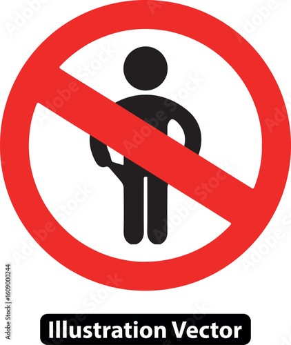 Vector illustration of a red prohibition sign for no entry or access denied