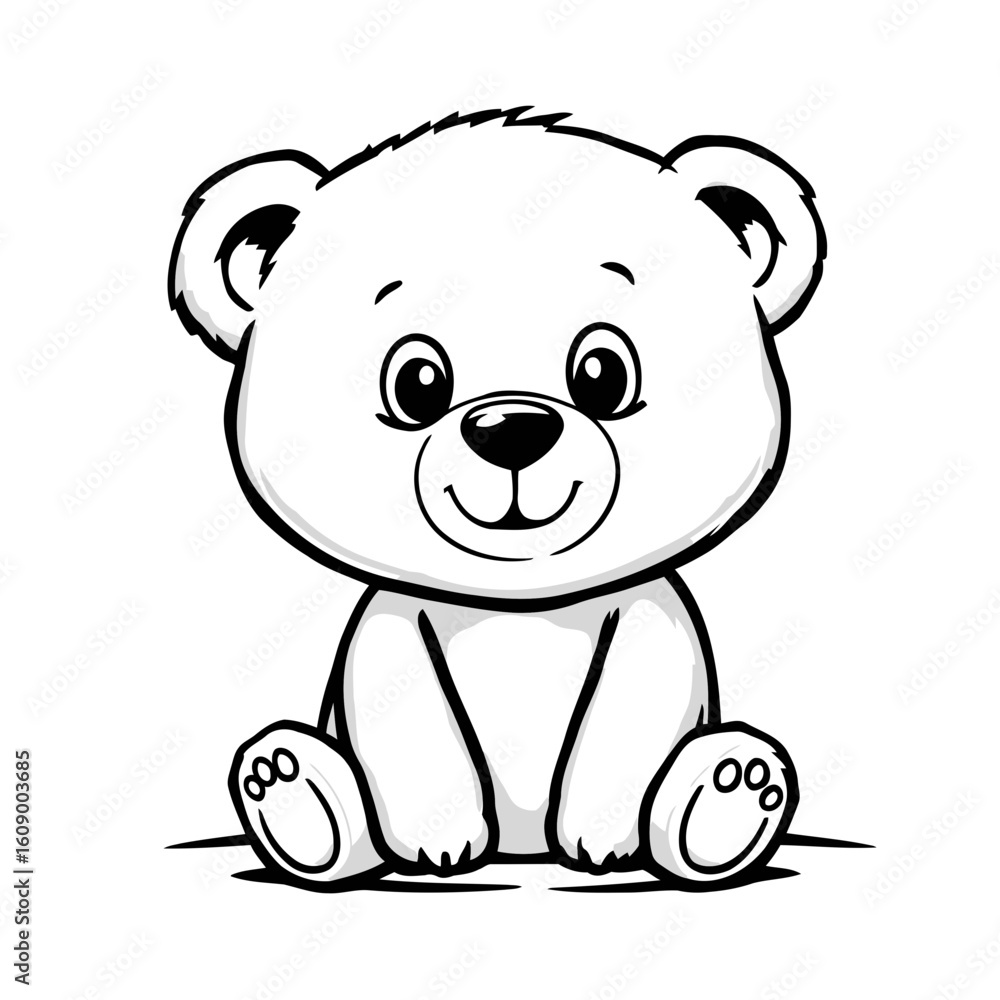 Fototapeta premium A cute cartoon teddy bear vector illustration with a sweet smile, perfect for a child's design