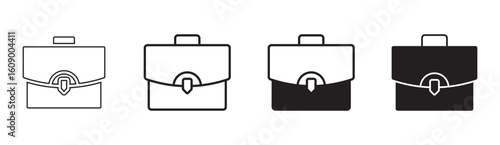 Briefcase icon collection. Different briefcase set. Vector.
