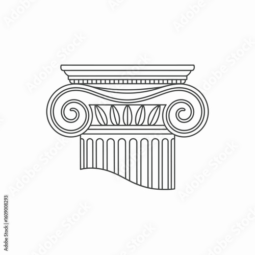 Ionic Column Capital Line Art Ancient Greek Architecture Detail