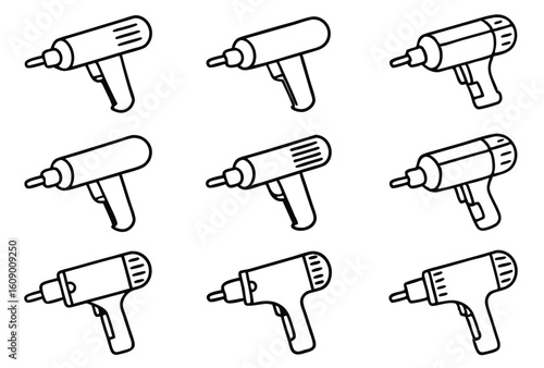Heat guns soften adhesives for clean removal line art.