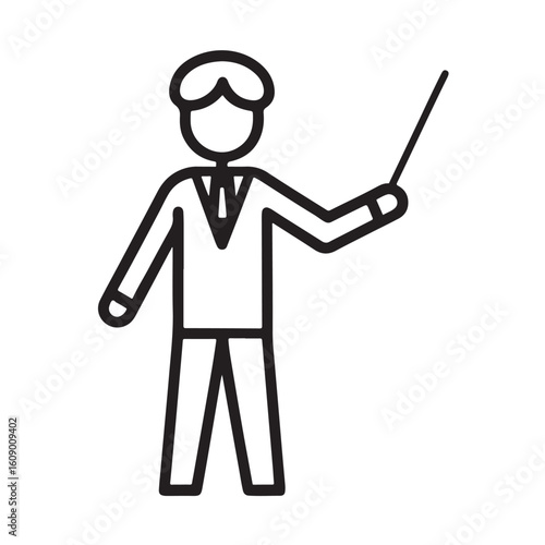 Teacher silhouette icon with pointer stick