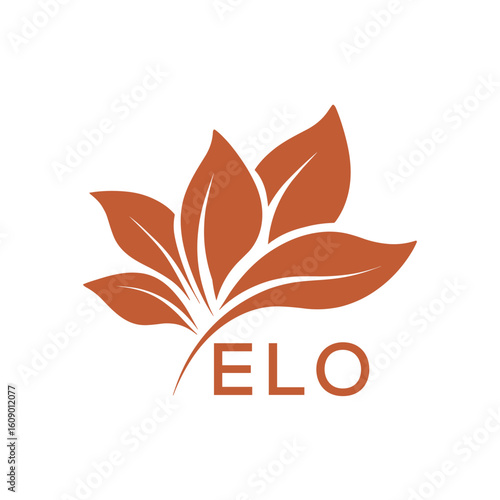 ELO Elegant Minimal Leaf Logo Design, ELO Later Logo, Botanical Nature Logo with Text, Clean Botanical Logo Design, Natural Organic Leaf Badge
