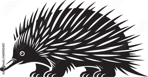Echidna Silhouette Vector Illustration of Spiny Anteater Australian Animal