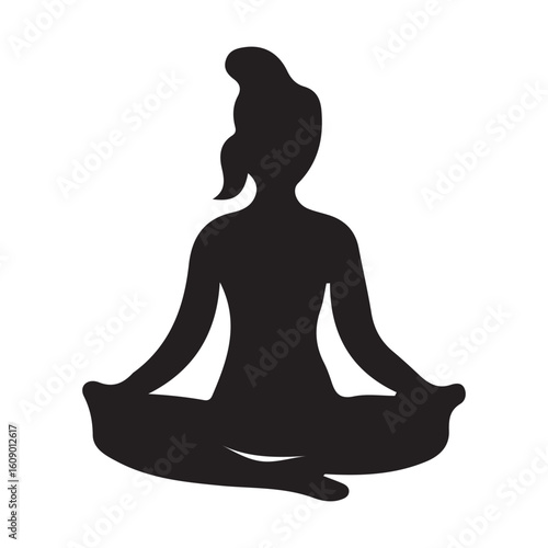 Silhouette of person meditating yoga sitting