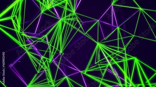 Abstract geometric neon lines, evoking modern digital landscape. The dynamic interplay of neon lines and shapes creates a sense of technological sophistication