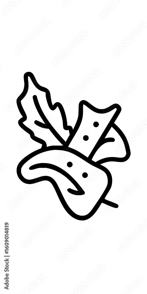 Minimilist illustration of a stylized plant with leaves and dots in a simple black outline design element style vector Minimilist illustration of a stylized plant with leaves and dots in a simple black outline design element style vector