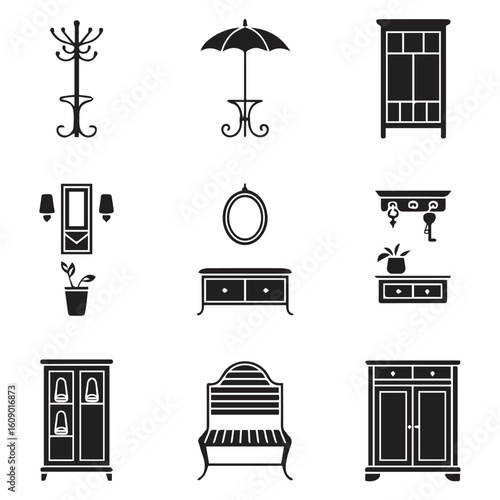 Elegant furniture silhouettes for interior design projects add style to your home decor illustration element