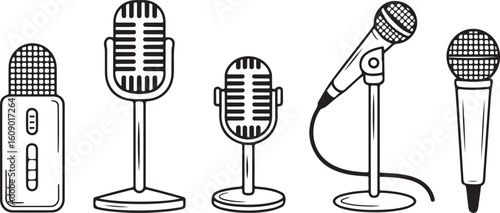 Microphone Vector Set Audio Recording Equipment Sound Broadcasting Tools