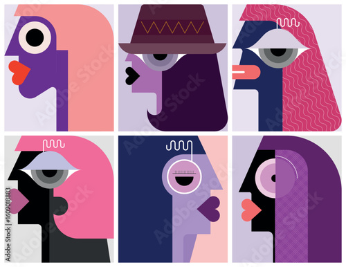 Six People Portraits (set of vector design elements)