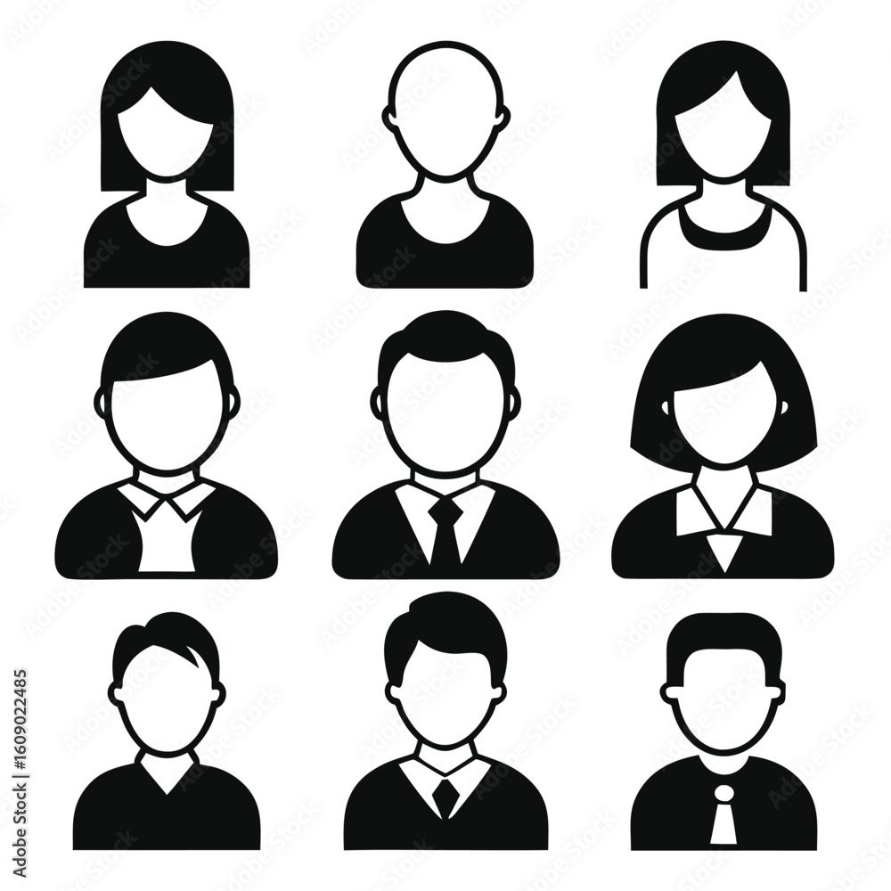 Business Avatar Icon Set Male and Female Vector Business Avatar Icon Set Male and Female Vector