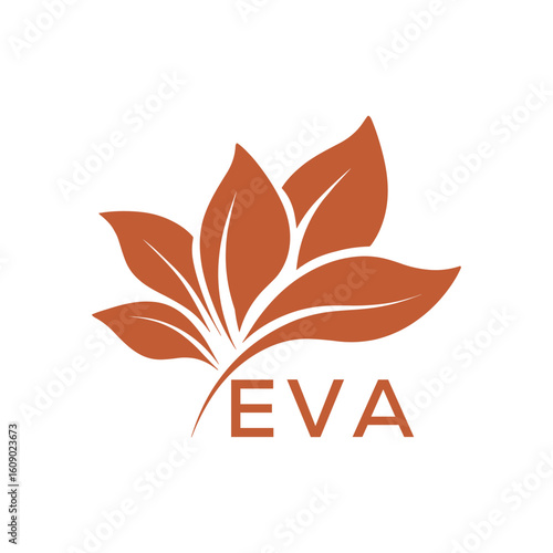 EVA Elegant Minimal Leaf Logo Design, EVA Later Logo, Botanical Nature Logo with Text, Clean Botanical Logo Design, Natural Organic Leaf Badge
