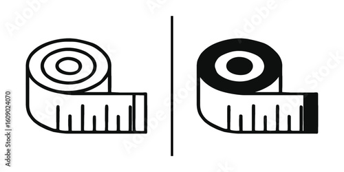 Measuring Tape: A graphic representation of two measuring tapes, one upright and one with tape unraveled, perfectly capturing precision and craftsmanship. 