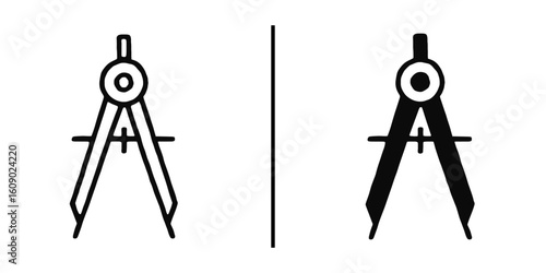 Architectural Compasses: A pair of architectural compasses, one outlined and the other filled, stand as a timeless symbol of precision and design in the realm of architecture.